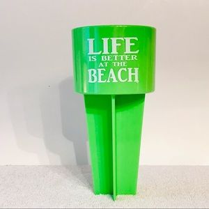 Lime Green ‘Life is Better at The Beach’ Cup Holder